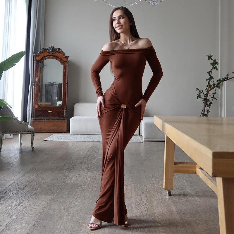 One-Shoulder Long Sleeve Dress - Sleek & Sophisticated