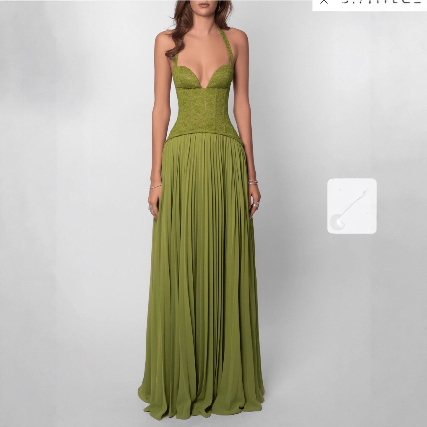 Backless Halter Pleated Dress - Evening Elegance