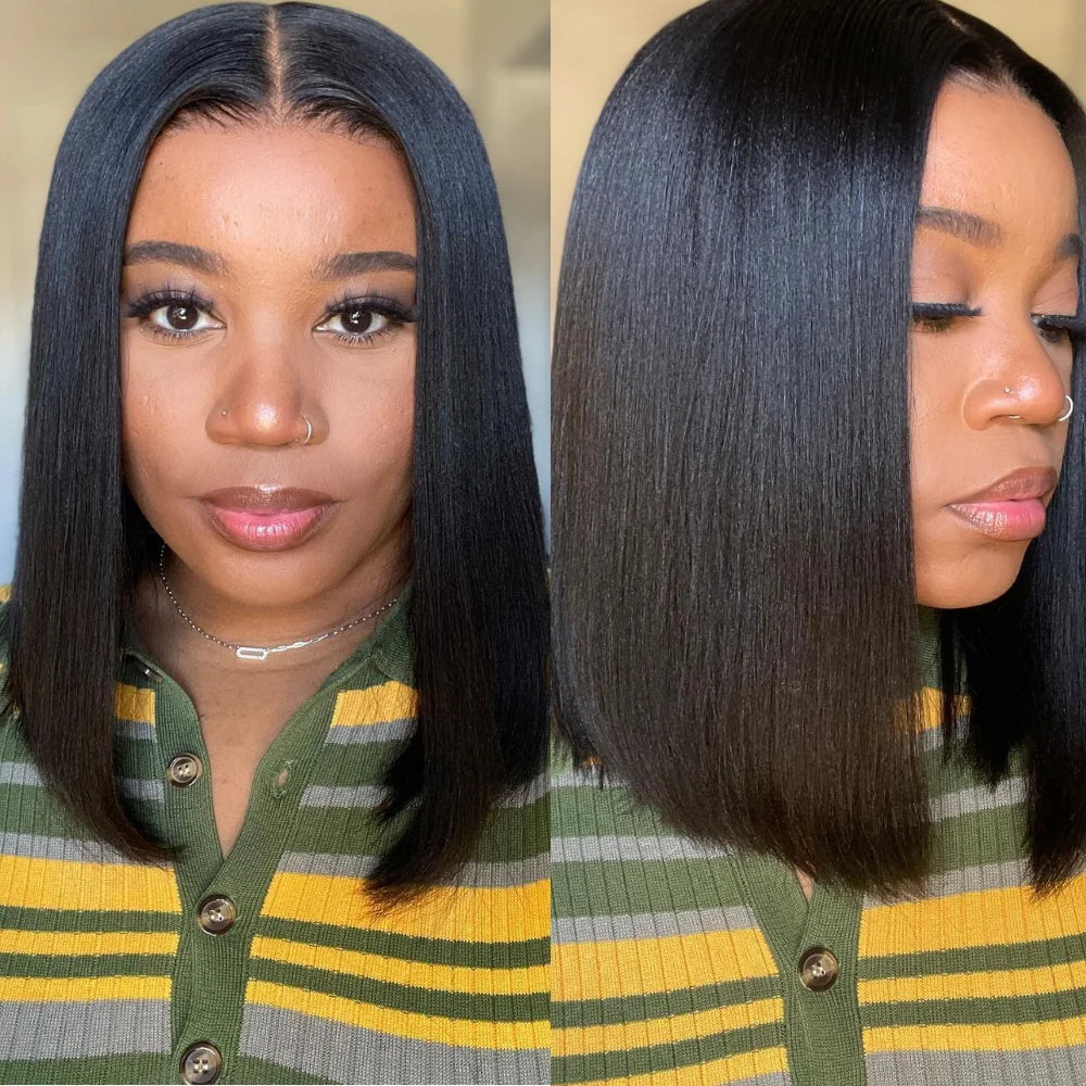 Yaki Straight Bob Wig - 7x5 & 13x4 Lace Pre Cut Glueless 150% Density