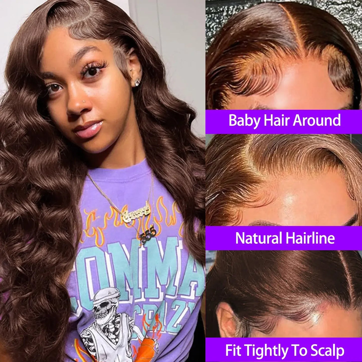 Chocolate Brown Body Wave HD Lace Front Wig