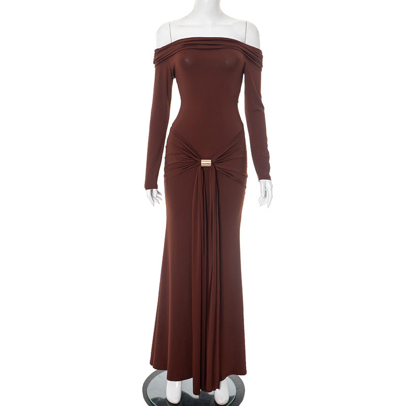 One-Shoulder Long Sleeve Dress - Sleek & Sophisticated