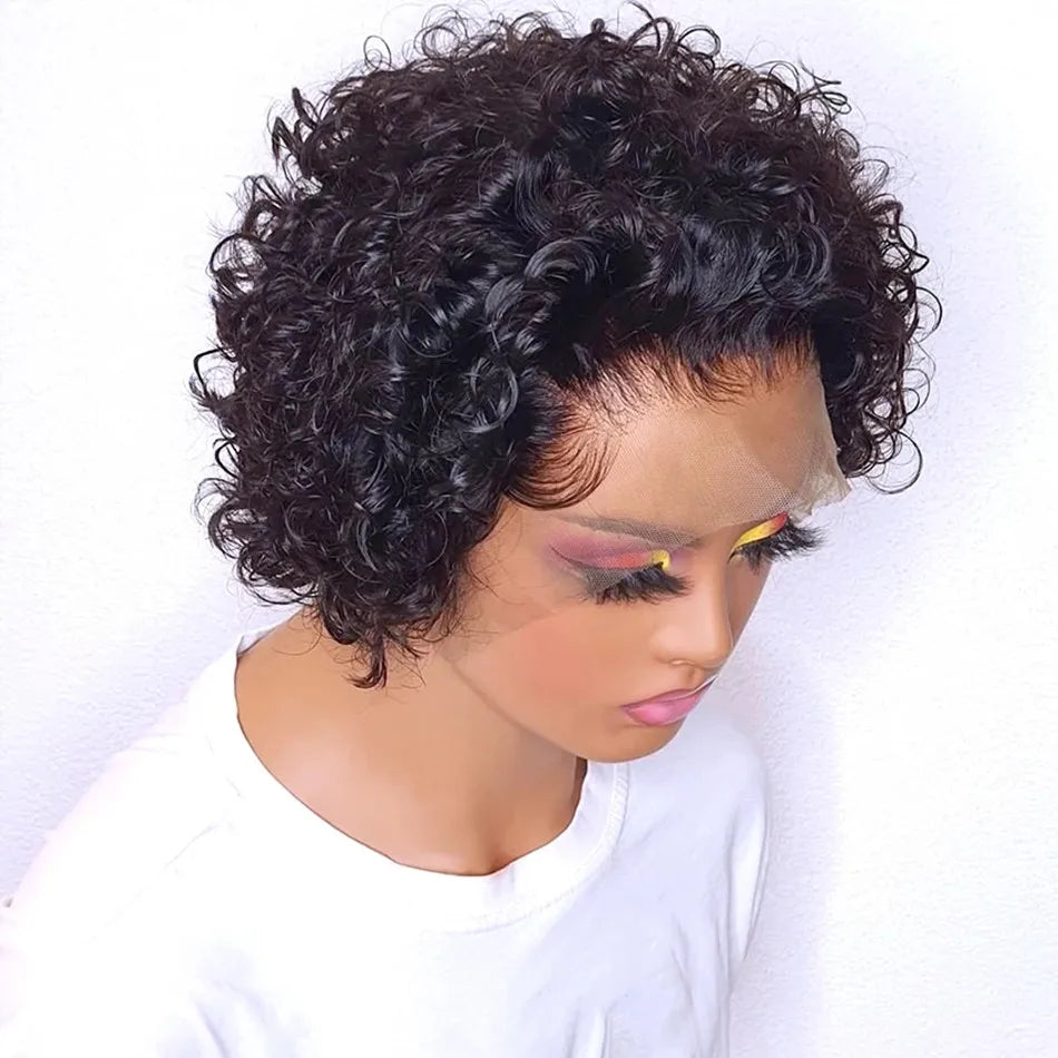 99J Burgundy Curly Pixie Cut Wig - 13x2 Lace Front