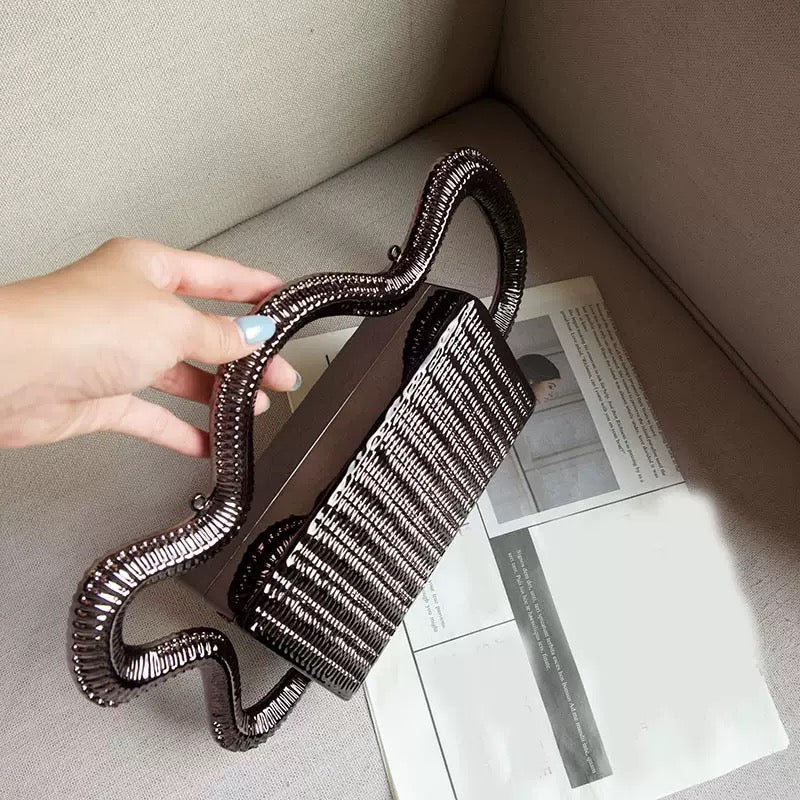 Luxe Criss-Cross Hard Clutch – Summer Evening Party Bag