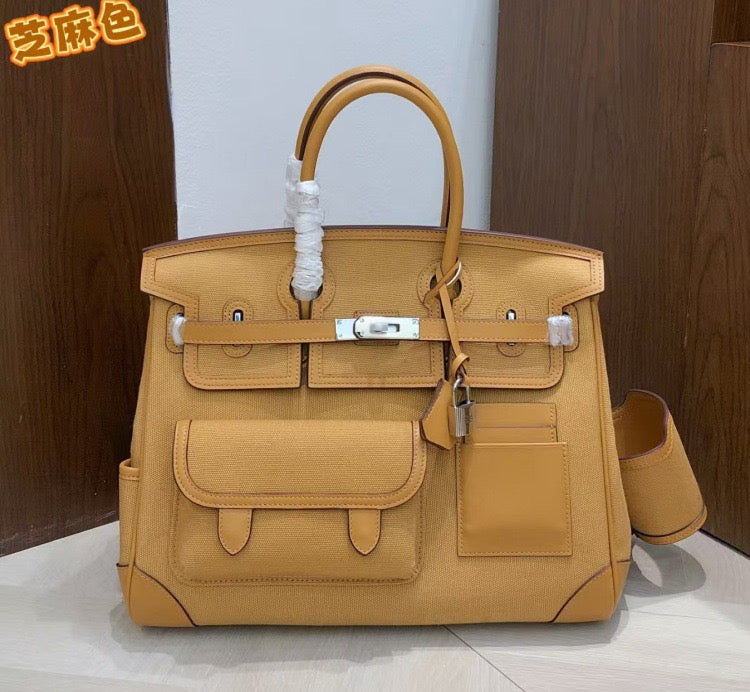 Structured Leather Cargo Tote