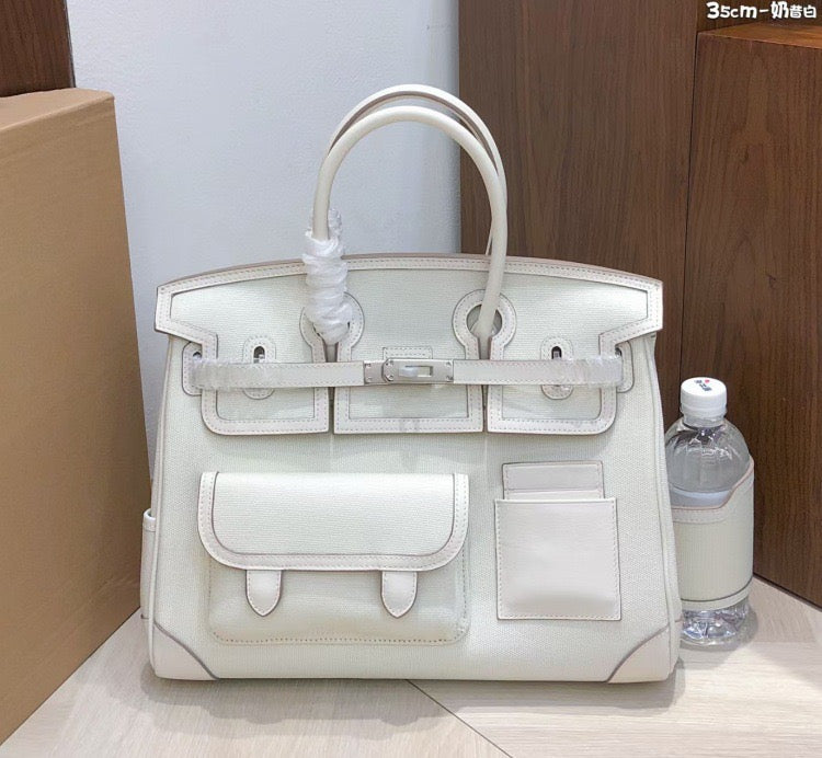 Structured Leather Cargo Tote