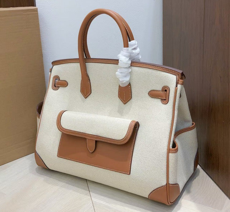 Structured Leather Cargo Tote