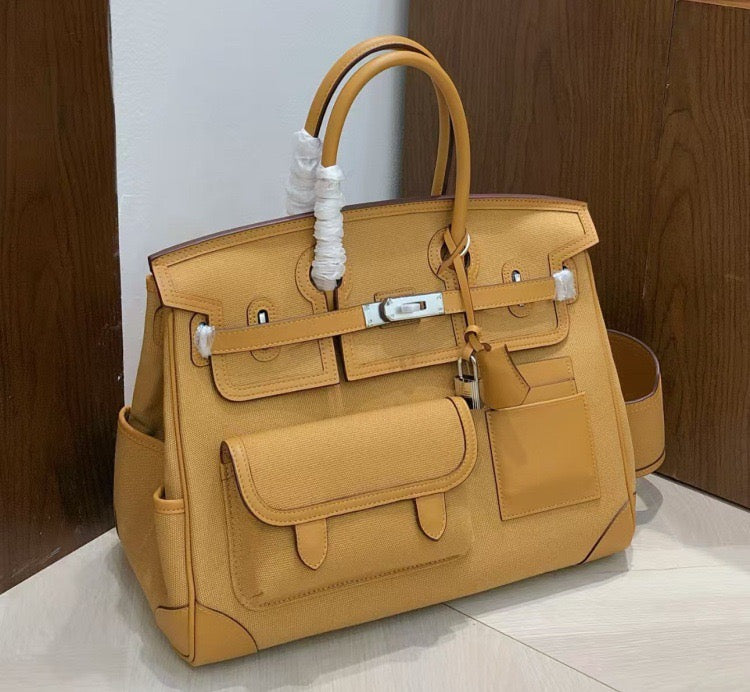 Structured Leather Cargo Tote