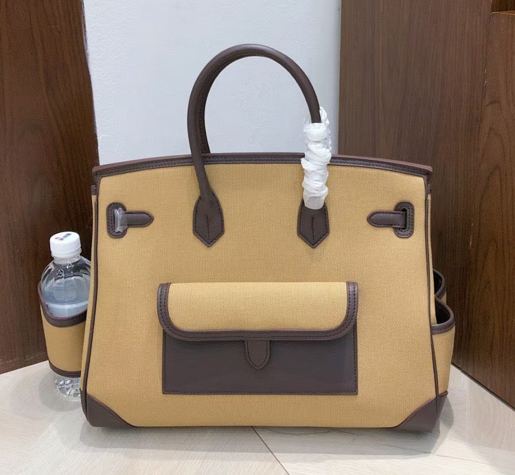 Structured Leather Cargo Tote