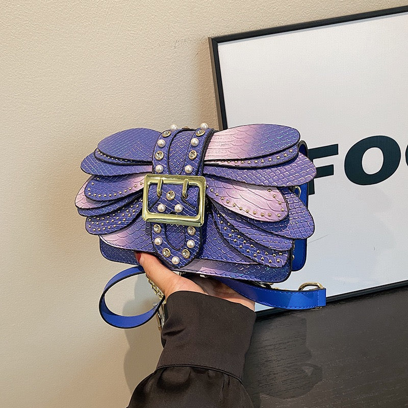 Dragonfly Wing Crossbody Bag — Silver holographic