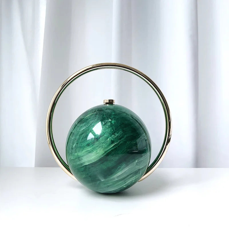 Marble Sphere Evening Clutch – Designer Electroplated Handbag