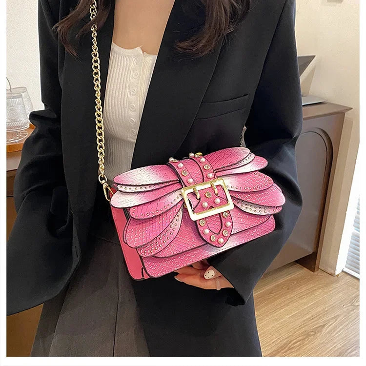 Dragonfly Wing Pearl Rivet Crossbody Bag