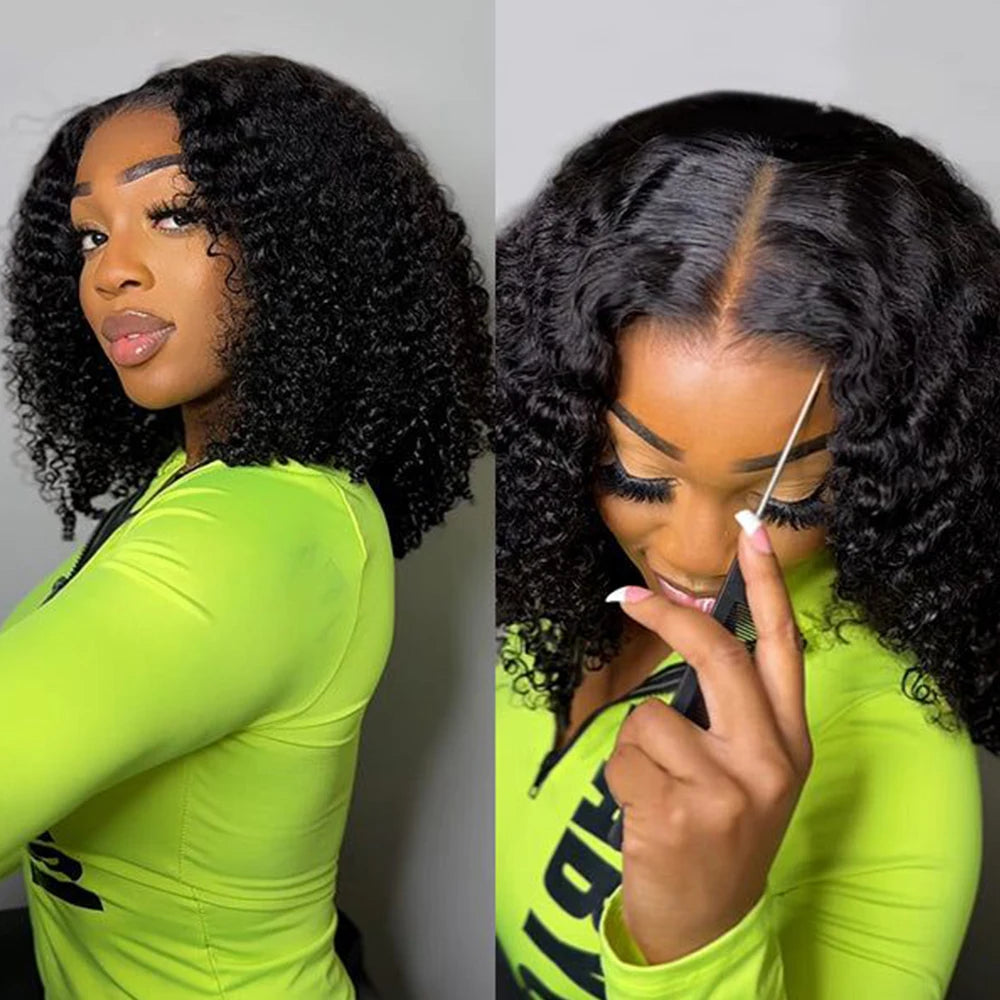 Short Curly Bob Wig - 180% Density Human Hair