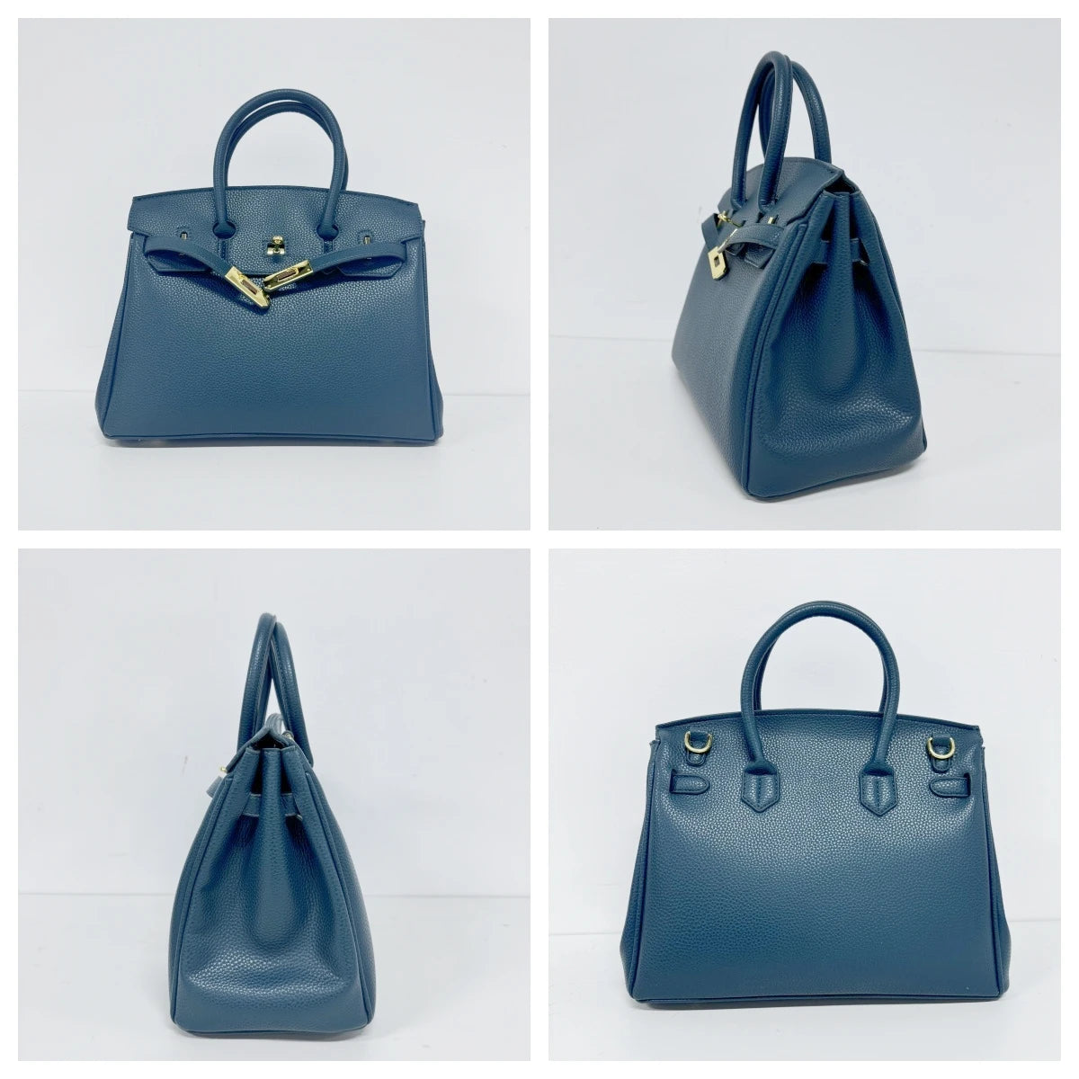 Belted Leather Clasp Tote
