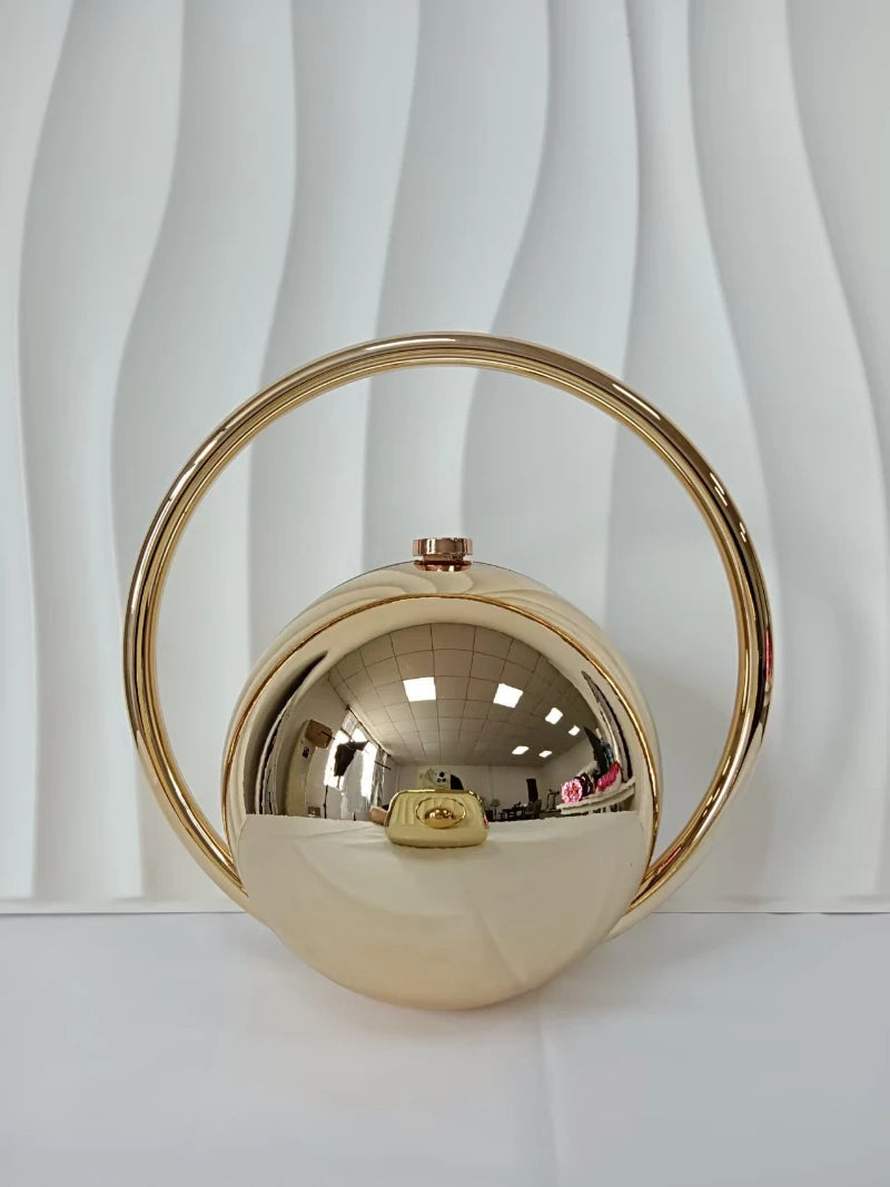 Marble Sphere Evening Clutch – Designer Electroplated Handbag