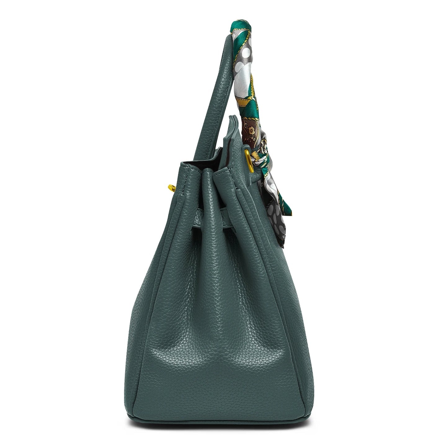 Belted Leather Clasp Tote