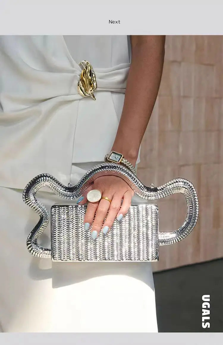 Luxe Criss-Cross Hard Clutch – Summer Evening Party Bag
