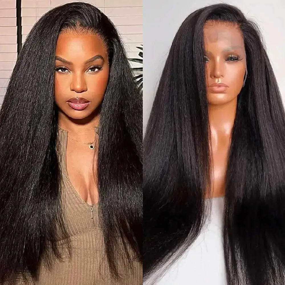 360 Invisi Strap Kinky Straight Wig - Full Lace Yaki 200% Density