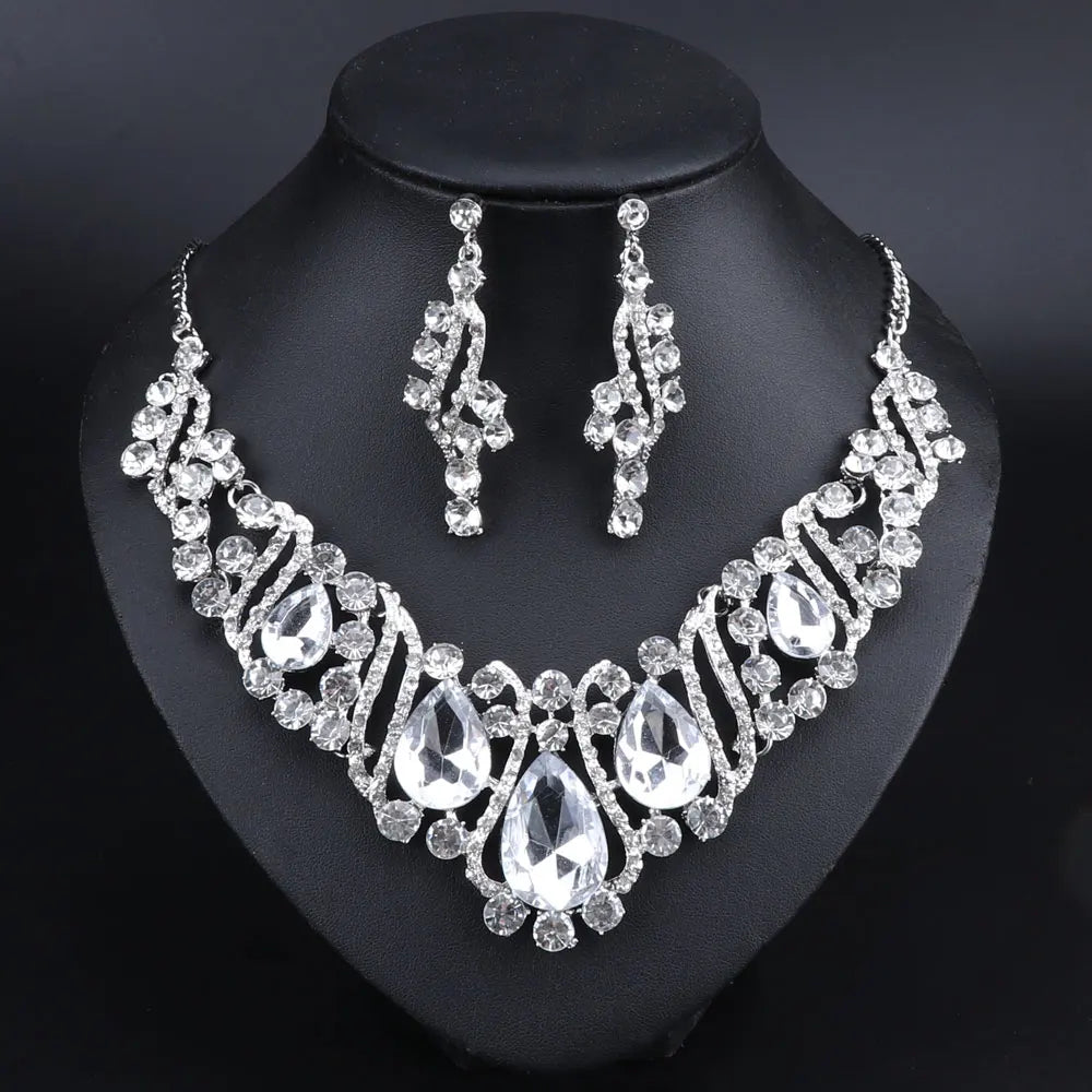 Crystal Gold Bridal Jewellery Set – Necklace & Earrings