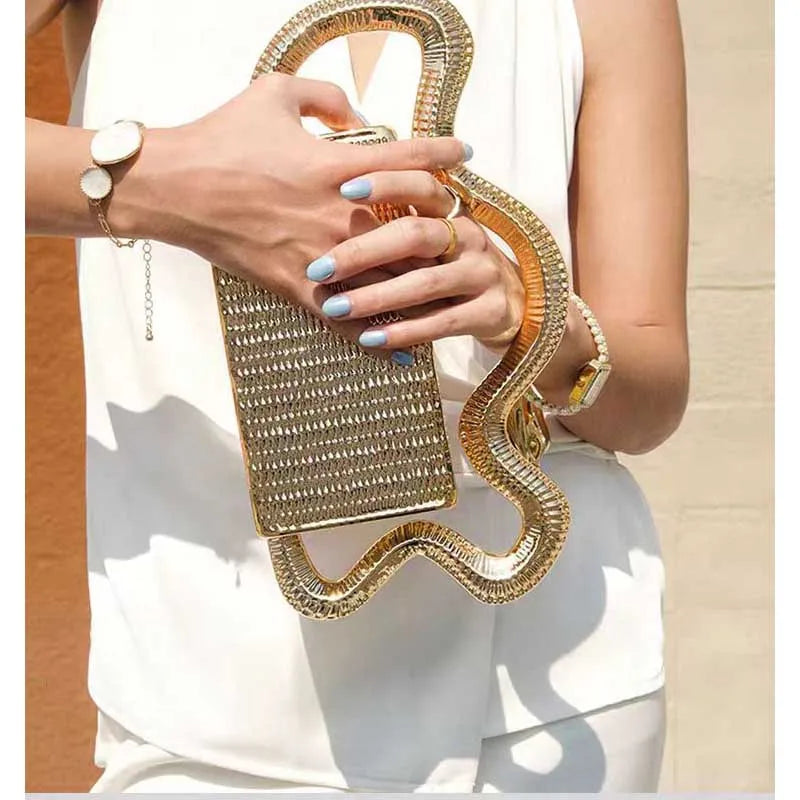 Luxe Criss-Cross Hard Clutch – Summer Evening Party Bag