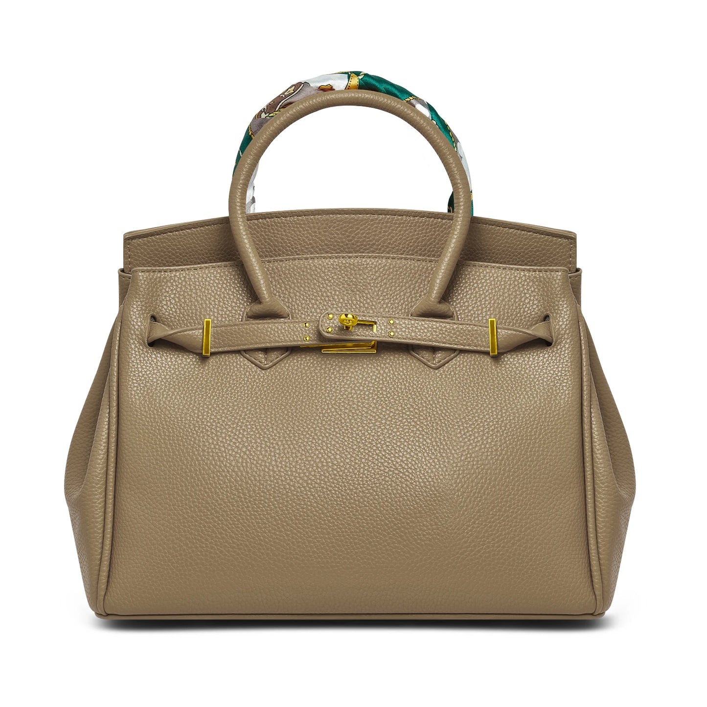 Belted Leather Clasp Tote