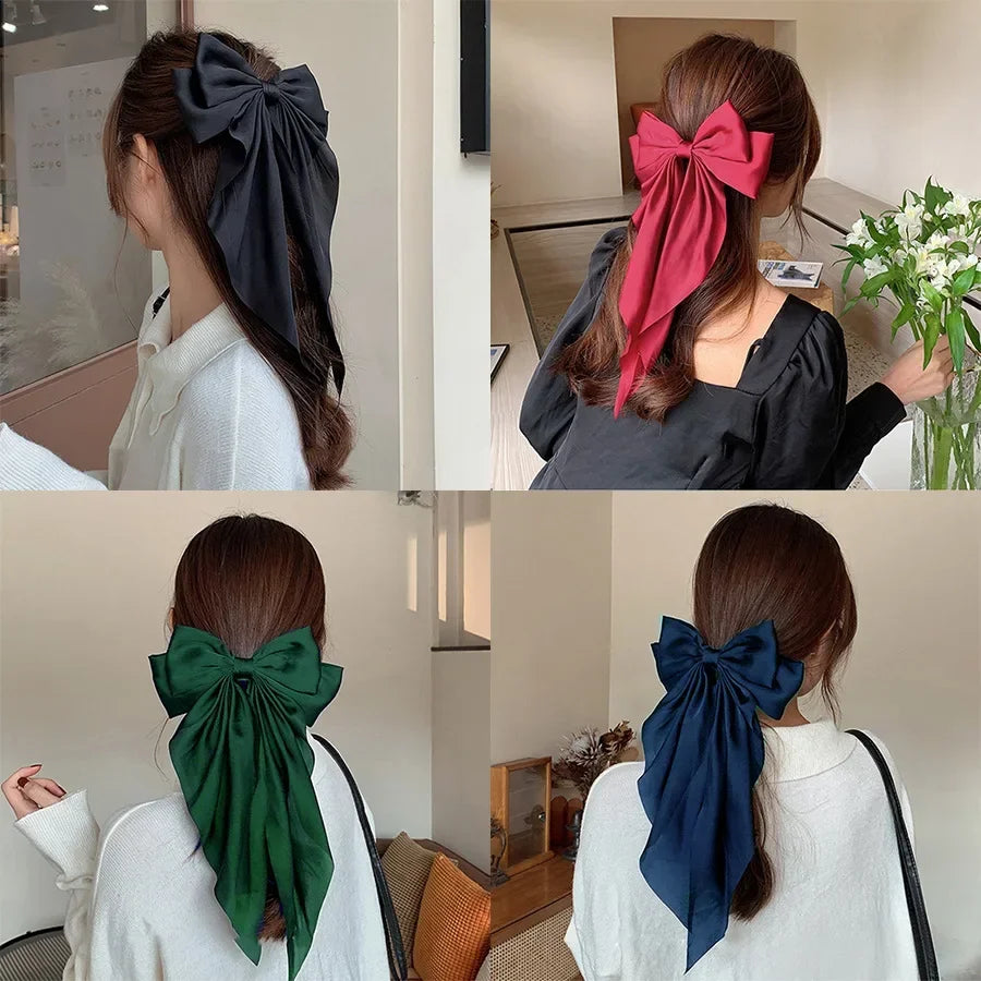 Minimalist Silk Bow Hair Clips – Set of 3 Elegant Barrettes
