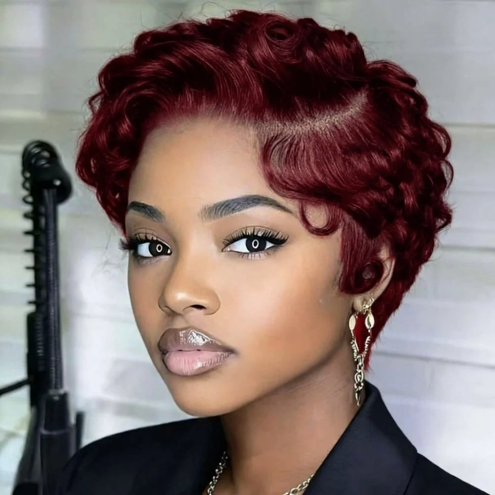 Curly Pixie Cut Wig - 13x4 Lace Front Short Layered 180% Density
