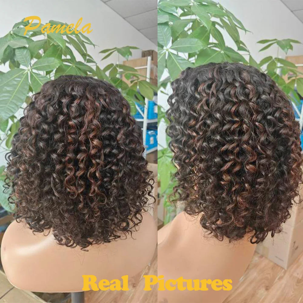 Highlight Blonde Short Bob Wig - Curly 13x4/5x5 Lace 180-250% Density