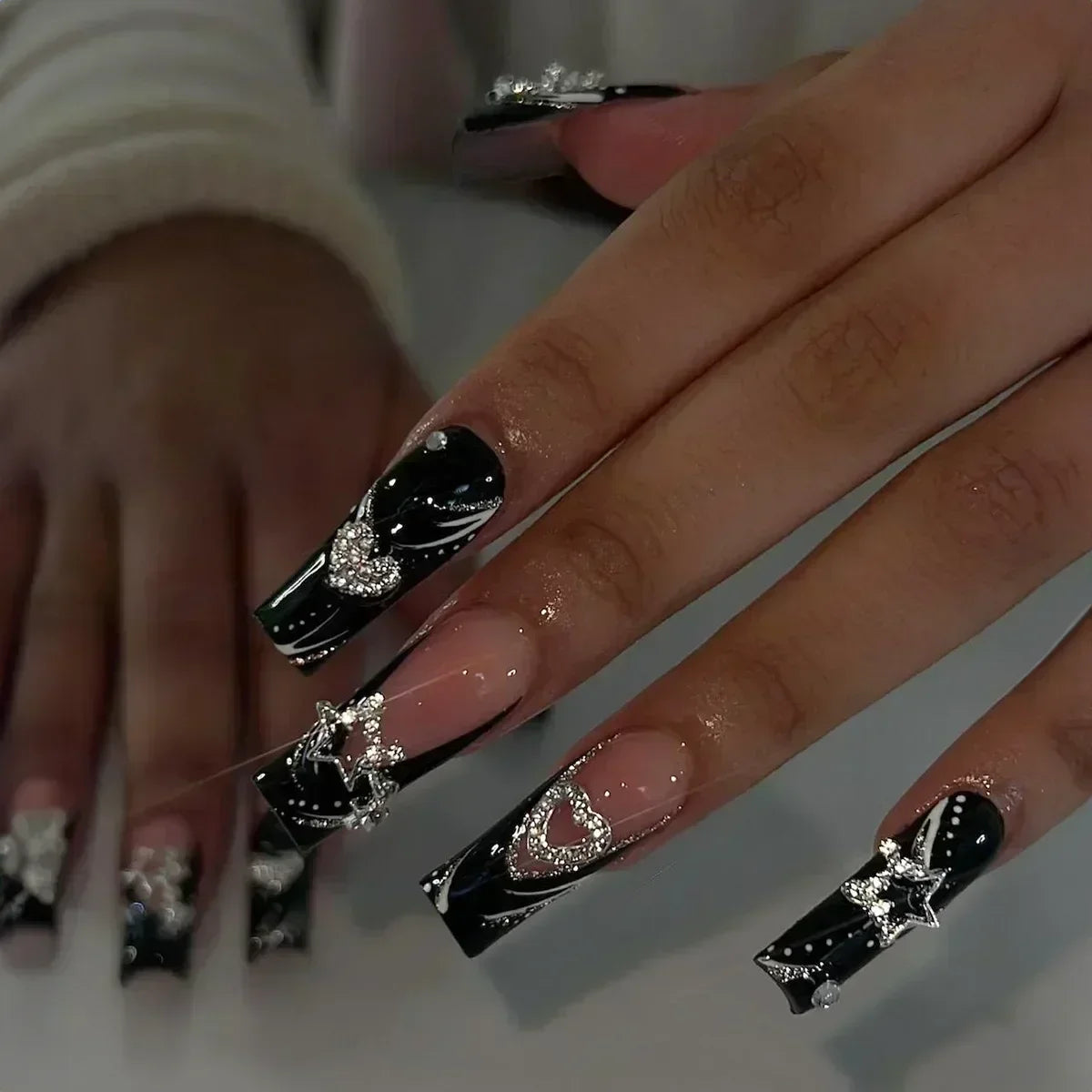Pink Butterfly Glitter Press-On Nails - French Ballet