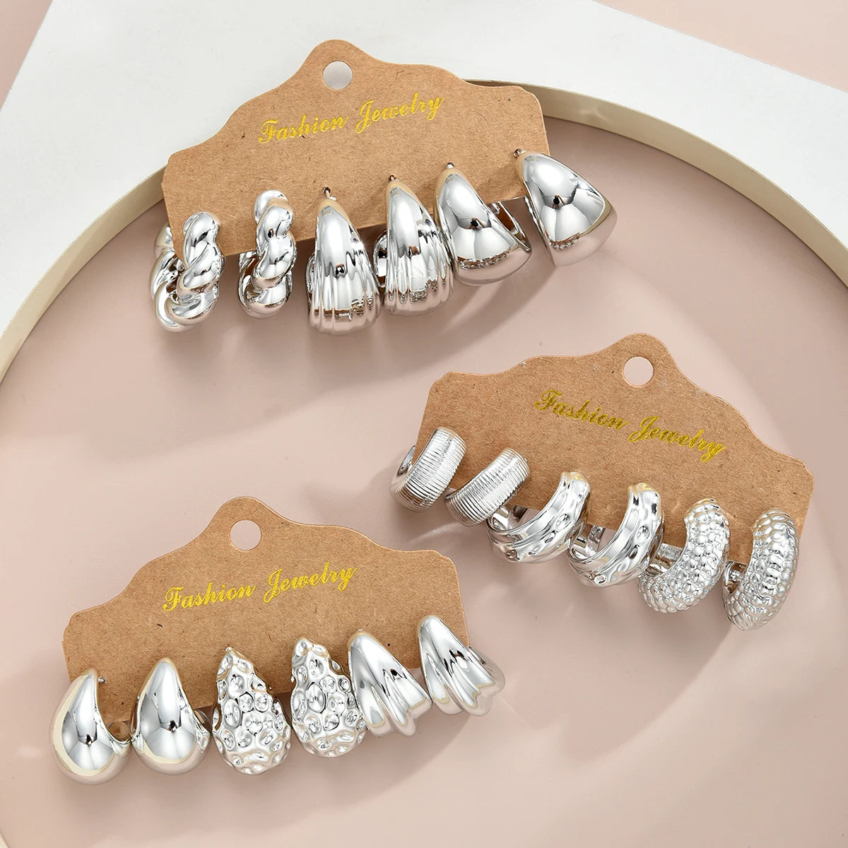 Waterdrop Hoop Earring Set – 18-Piece Gold & Silver Statement Earrings