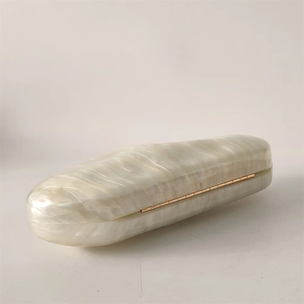 Ivory Shell Box Clutch – Handmade European Shoulder Bag