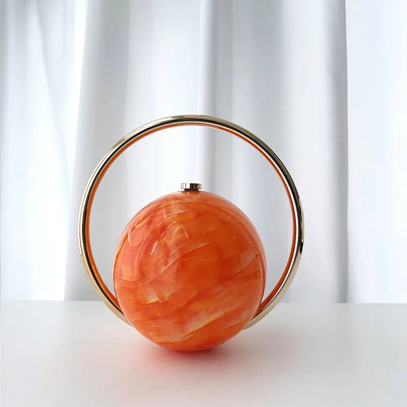 Marble Sphere Evening Clutch – Designer Electroplated Handbag