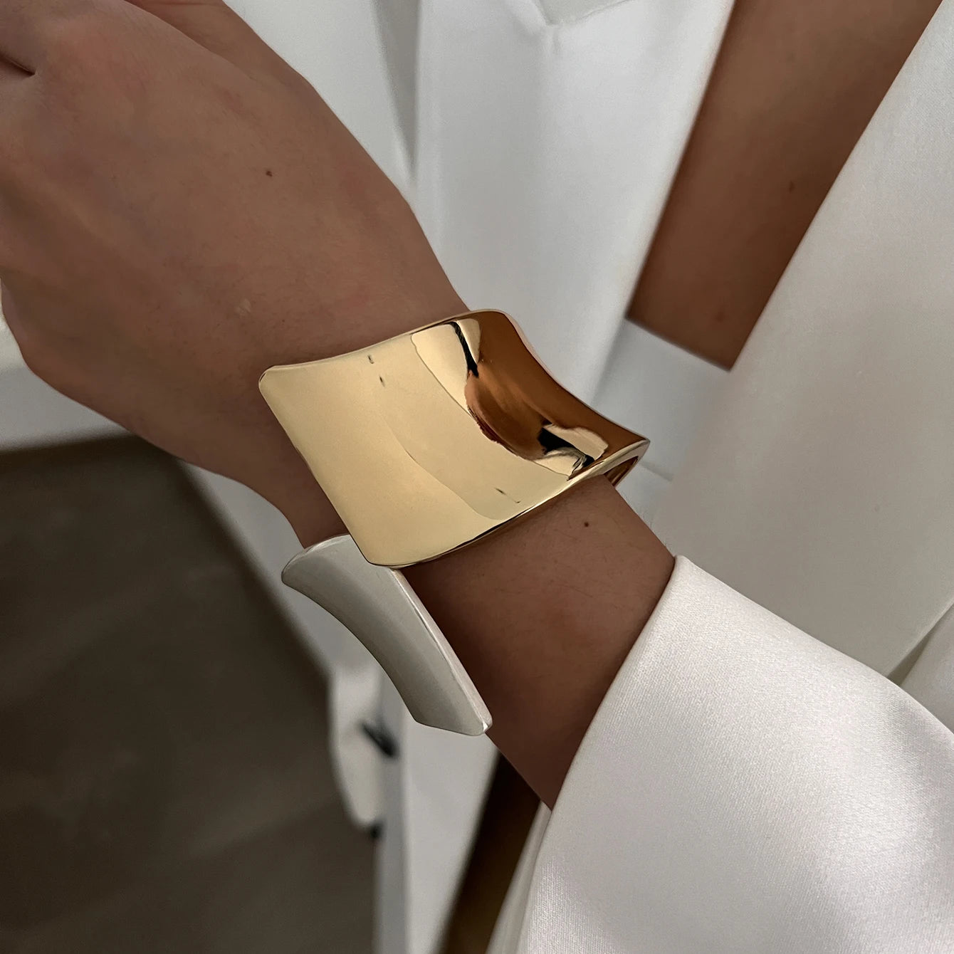Punk Matte Chunky Open Bangle – Heavy Metal Geometric Cuff Bracelet