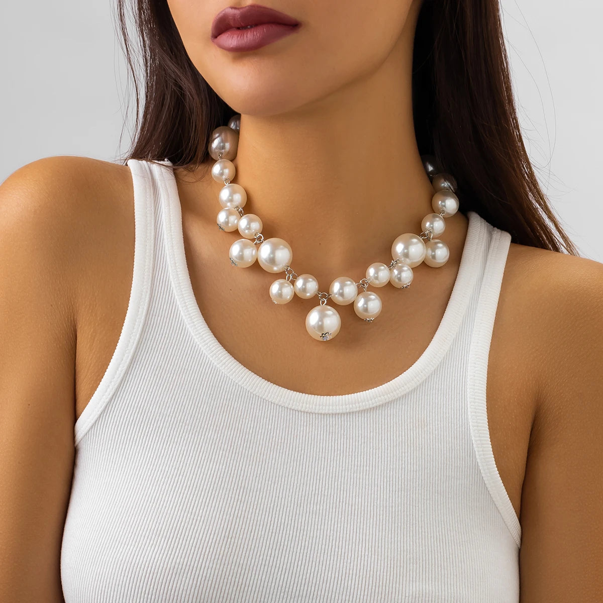 Chunky Acrylic Ball Bead Choker – Exaggerated Grunge Statement Necklace