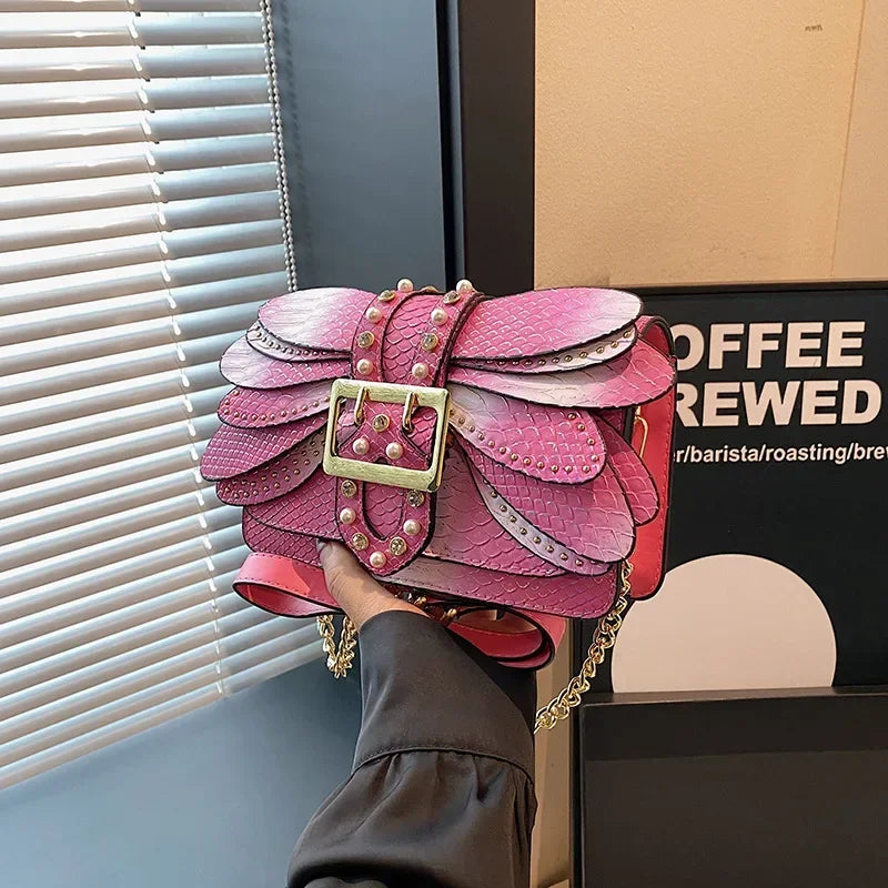 Dragonfly Wing Pearl Rivet Crossbody Bag