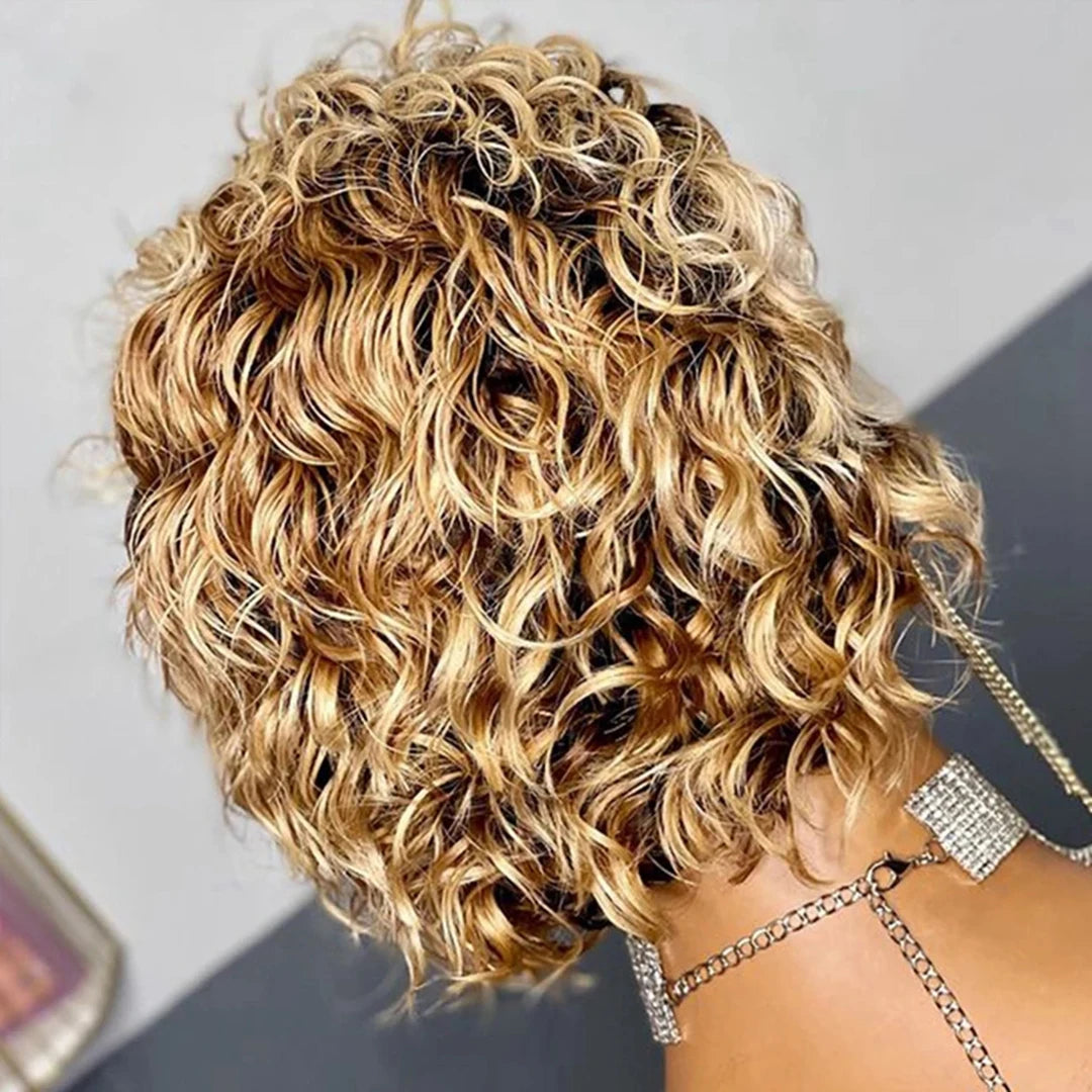 99J Burgundy Curly Pixie Cut Wig - 13x2 Lace Front