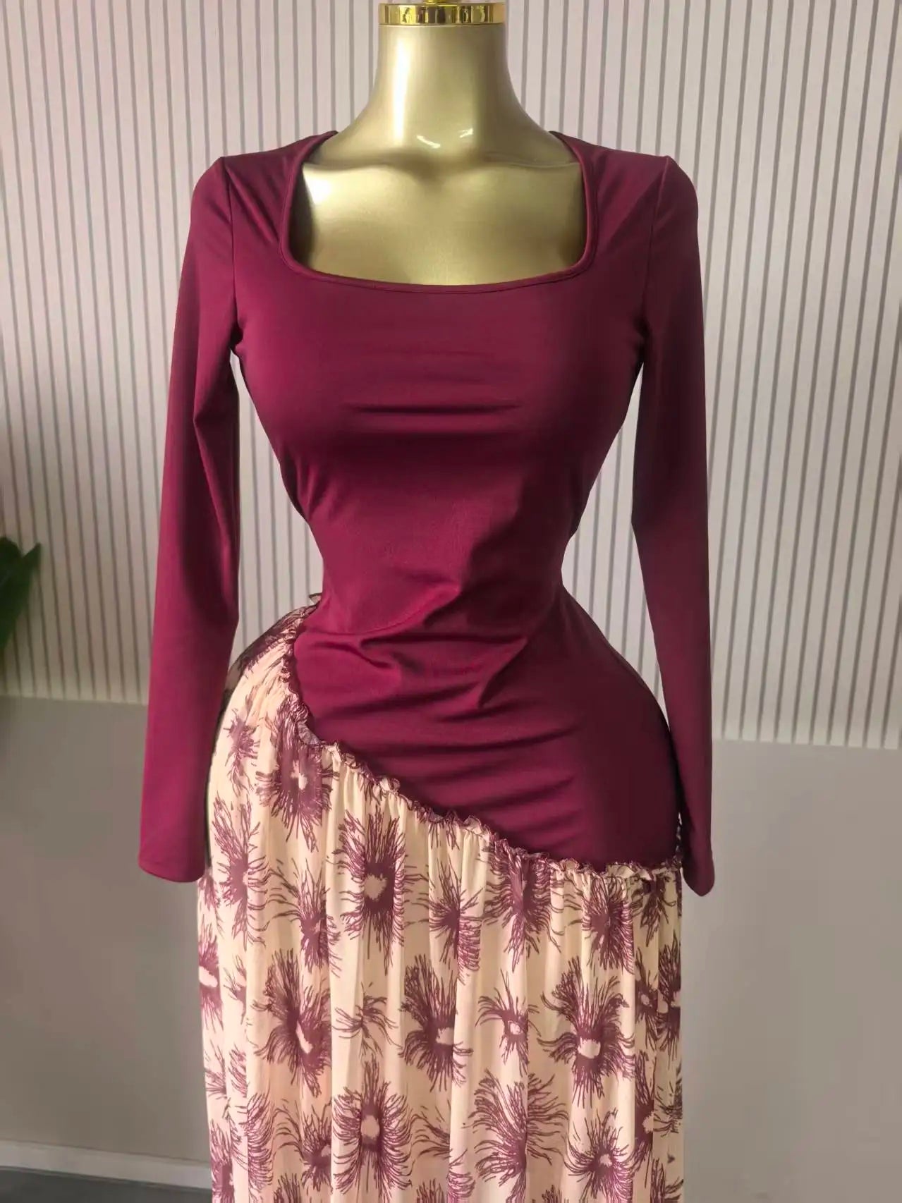 Printed Flare Sleeve Maxi Dress