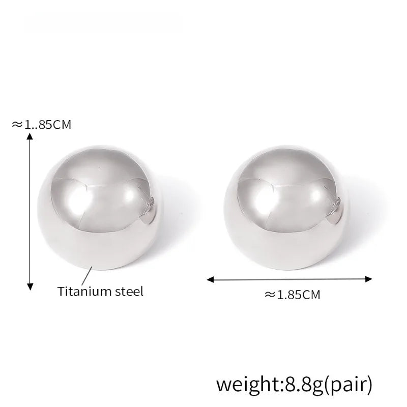 Geometric Ball Stud Earrings – Stainless Steel Gold & Silver