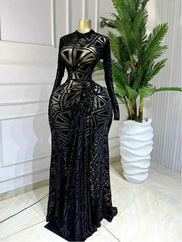 Mesh Print Ruched Stacked Maxi Dress