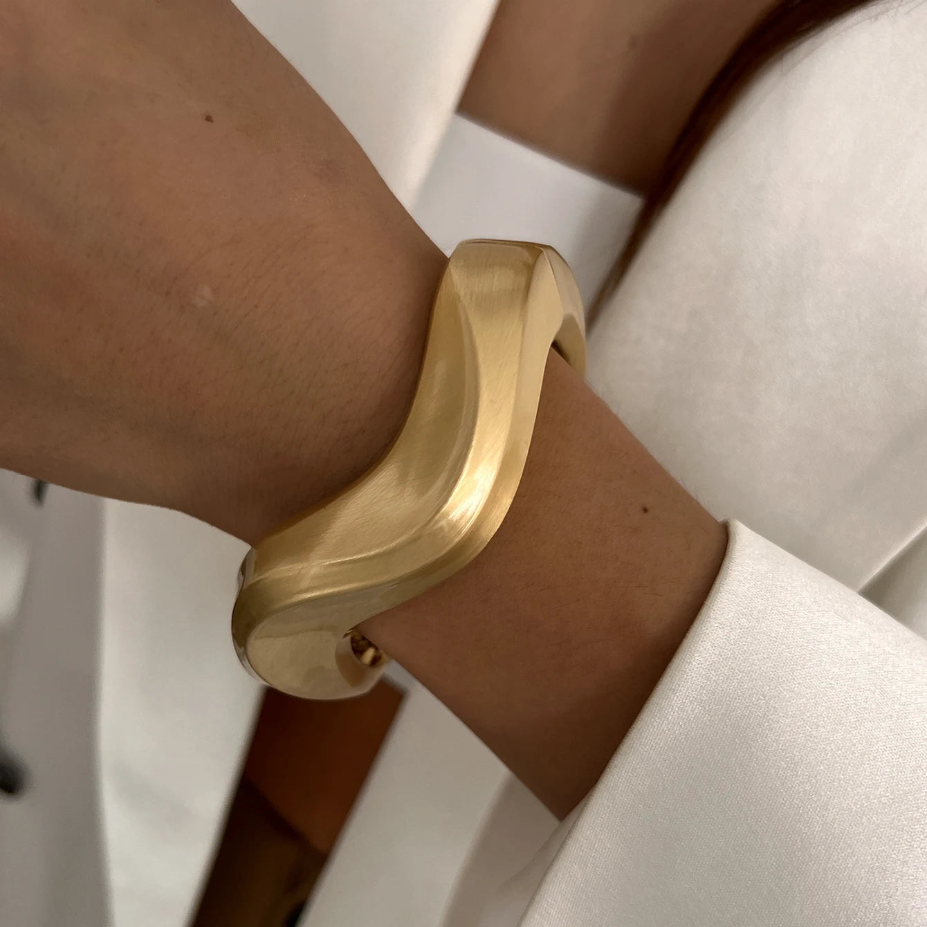 Punk Matte Chunky Open Bangle – Heavy Metal Geometric Cuff Bracelet