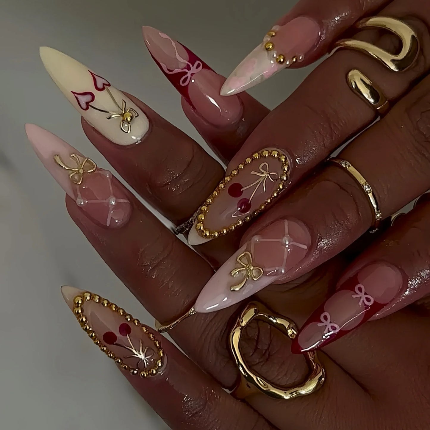 Metallic Gold Leopard Almond Press-On Nails (24pcs)