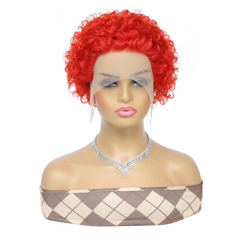 99J Burgundy Curly Pixie Cut Wig - 13x2 Lace Front