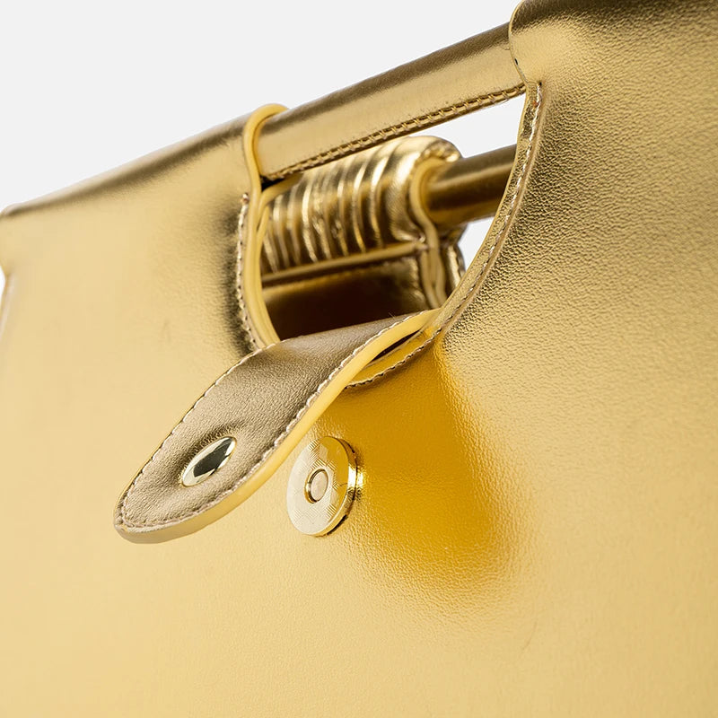 Gold Handwoven Noodle Hobo Bag – Luxury Half Round Evening Clutch