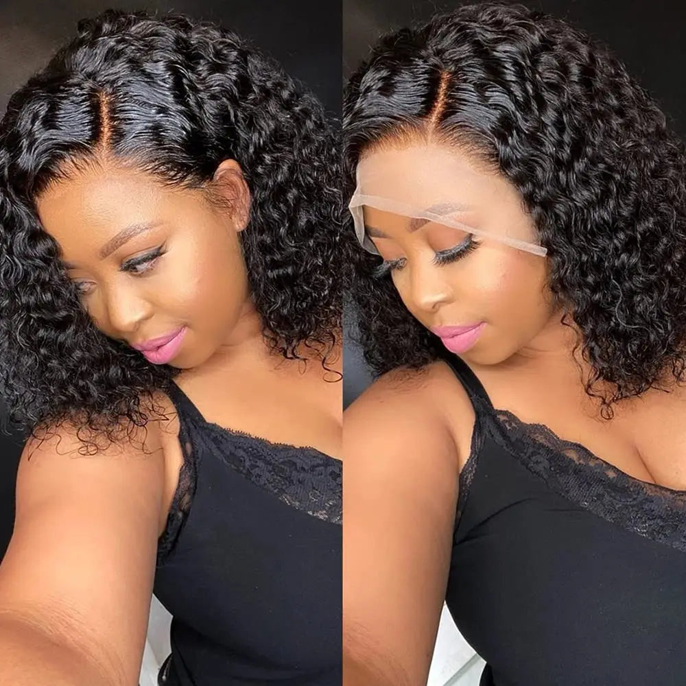 Short Curly Bob Wig - 180% Density Human Hair