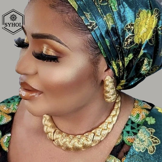 Luxury Brazil Gold Plated Jewellery Set – Necklace, Earrings, Ring & Bracelet