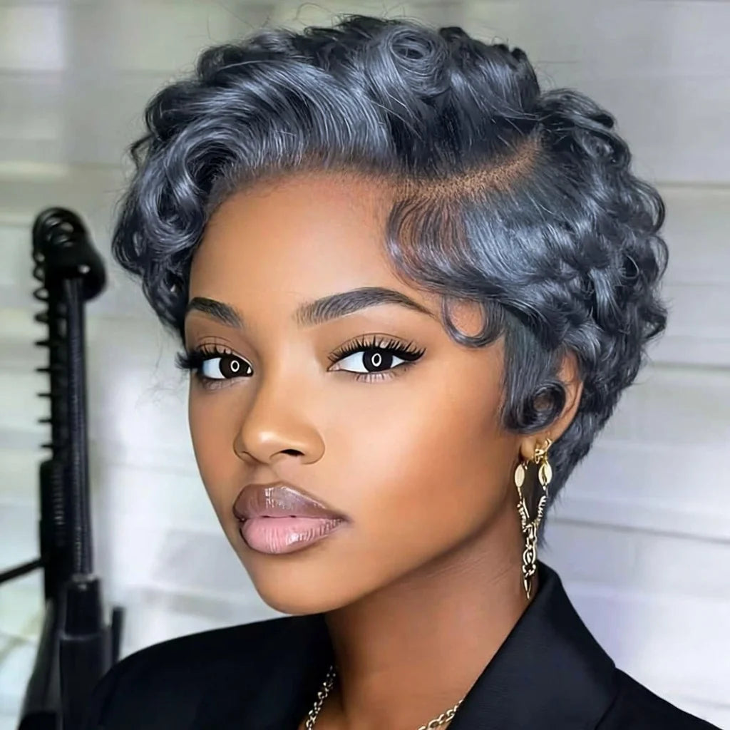 Curly Pixie Cut Wig - 13x4 Lace Front Short Layered 180% Density