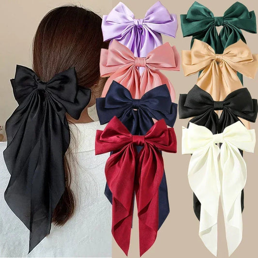 Minimalist Silk Bow Hair Clips – Set of 3 Elegant Barrettes
