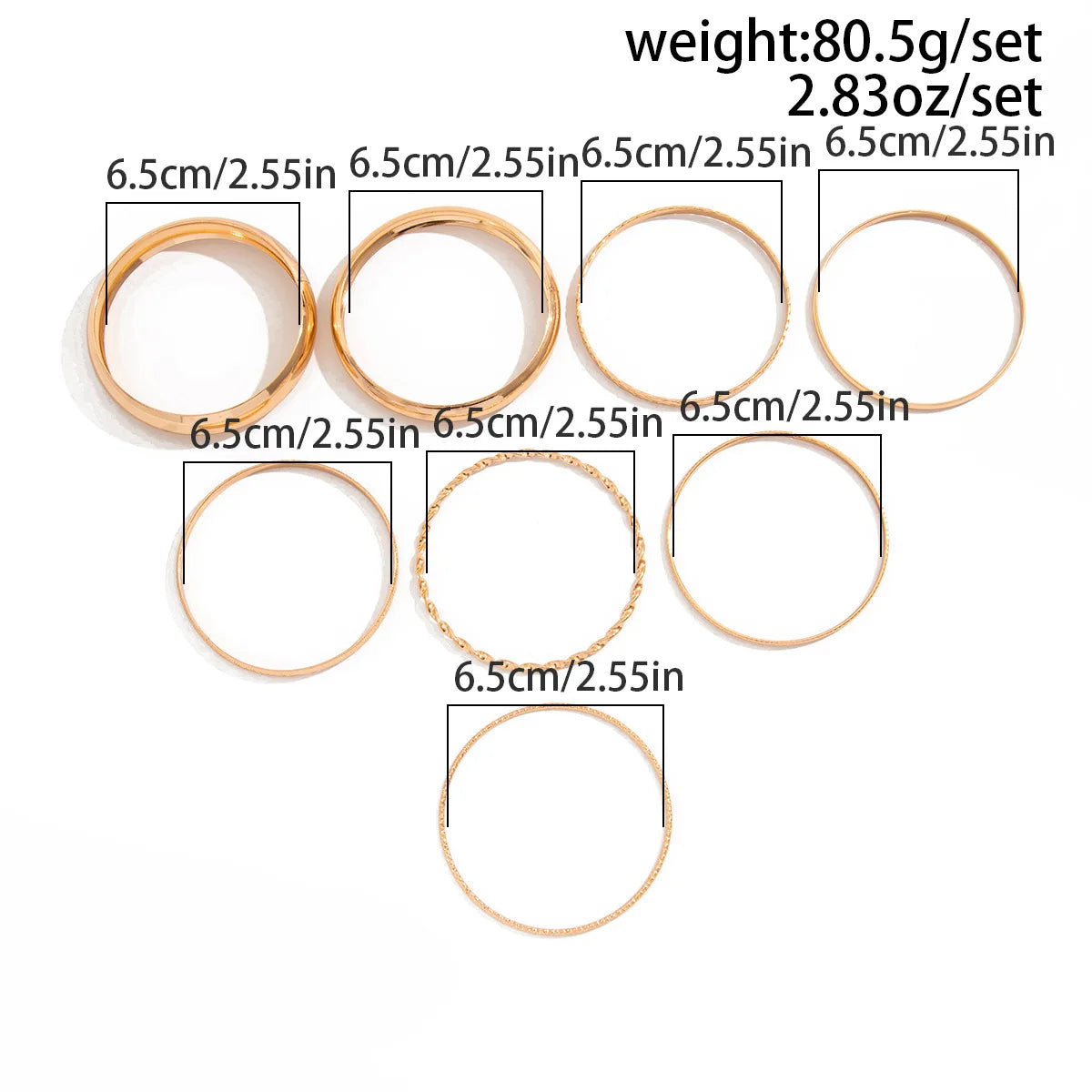 Luxe Twisted Texture Stacking Bangle Set (8 Pieces)