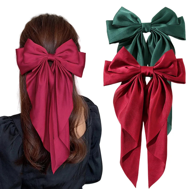Minimalist Silk Bow Hair Clips – Set of 3 Elegant Barrettes