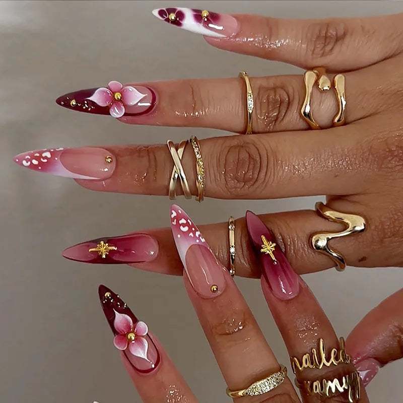 Metallic Gold Leopard Almond Press-On Nails (24pcs)
