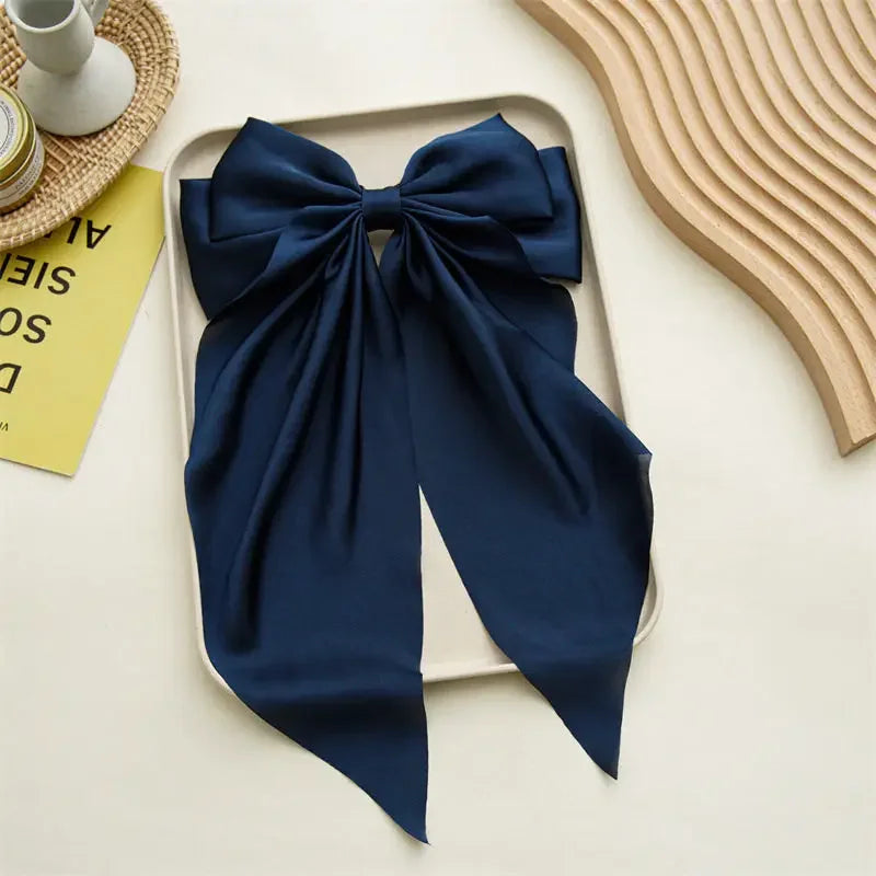 Minimalist Silk Bow Hair Clips – Set of 3 Elegant Barrettes
